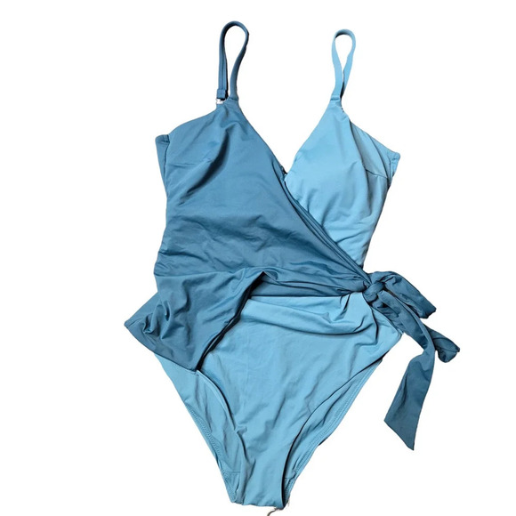 Knix Wrap Side Tie One-Piece Blue Swimsuit SIZE: XL - Picture 1 of 8